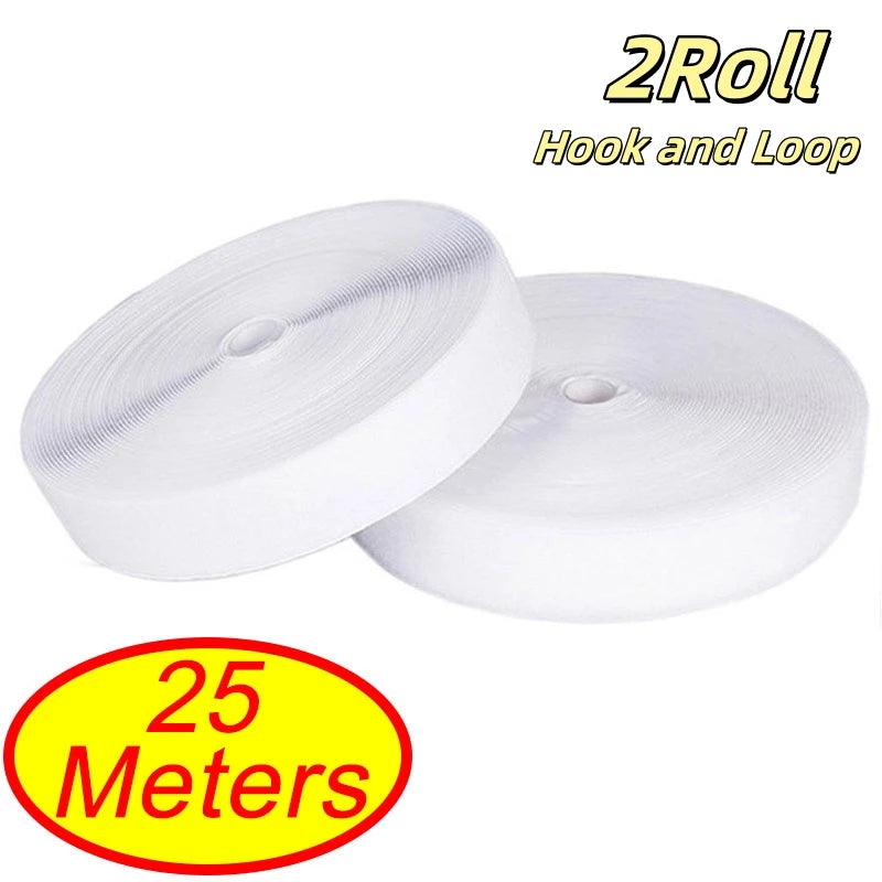 25Meter/Lot 16/20/25/30/38mm Black White Non-Adhesive Fastener Tape Hook and Loop Tape No Glue DIY Sewing Accessories Magic Tape