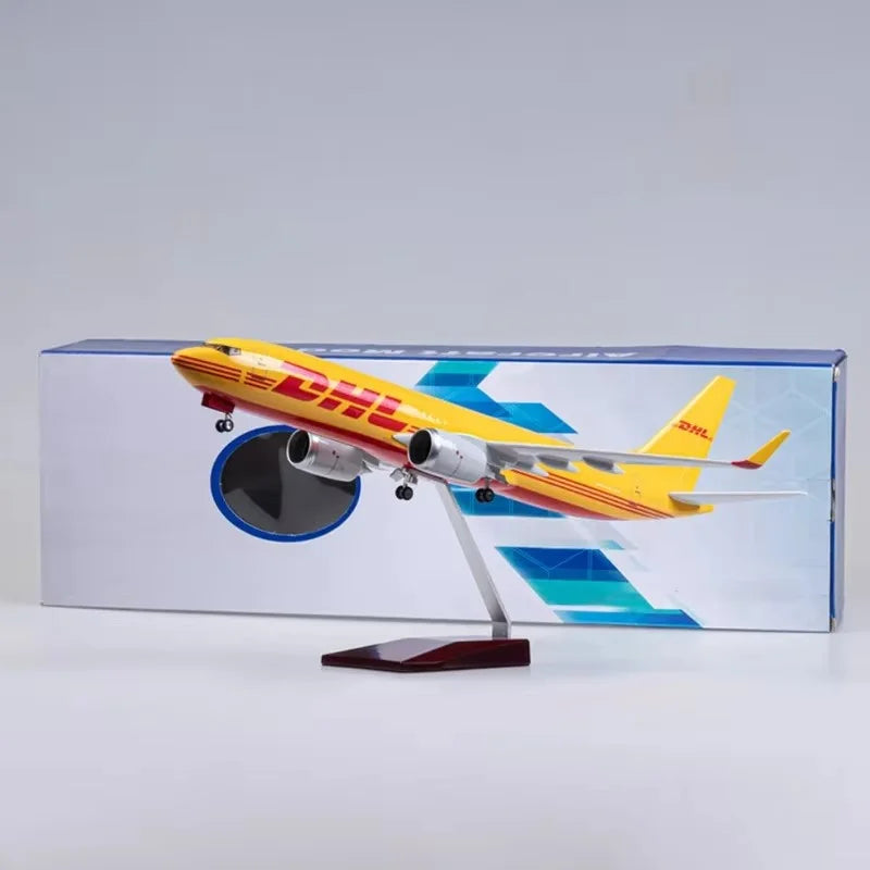 1:85 Scale Aircraft B737 Model DHL Cargo Express 47CM Airline With Base Landing Gears Boys Toys Resin Plane Model For Collection