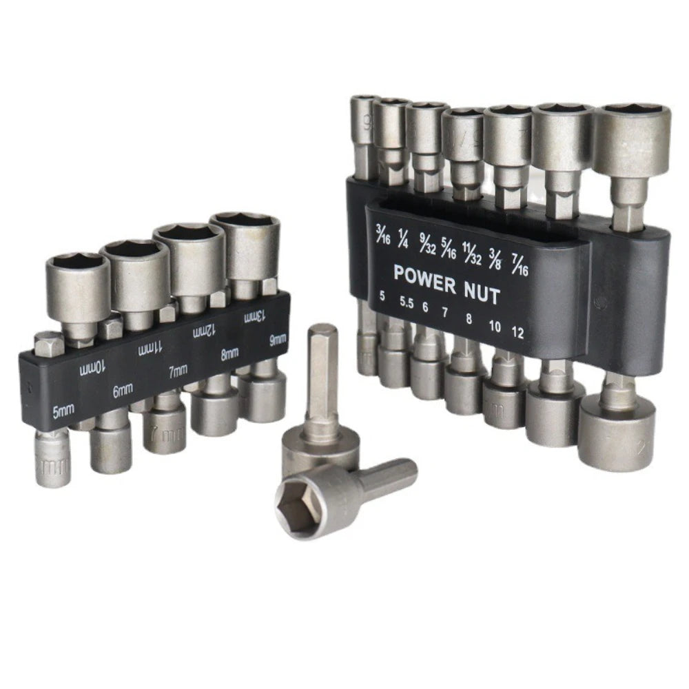 1-4Set 5-12mm Hex Sockets Sleeve Nut Driver Set 1/4in Impact Nut Driver Set 9/14Pcs Power Nut Screwdriver Set Bits Sets Tools