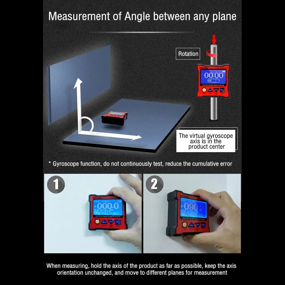 Professional Tools Dual-axis Inclinometer Digital Display Level Gauge Angle Finder Protractor Tool Angle Meter Level Box DXL360S