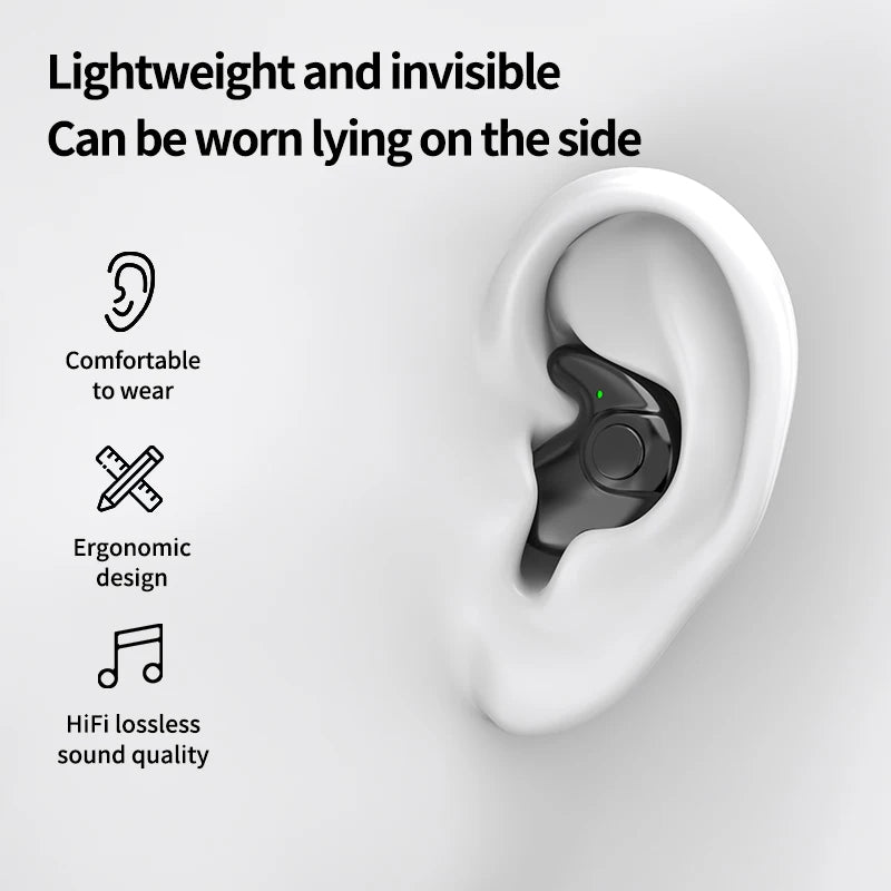 Bluetooth 5.3 Sleeping Earbuds Wireless Mini Headphones For Work TWS Earphone Stereo Hidden Headsets with Mic HD Call Waterproof