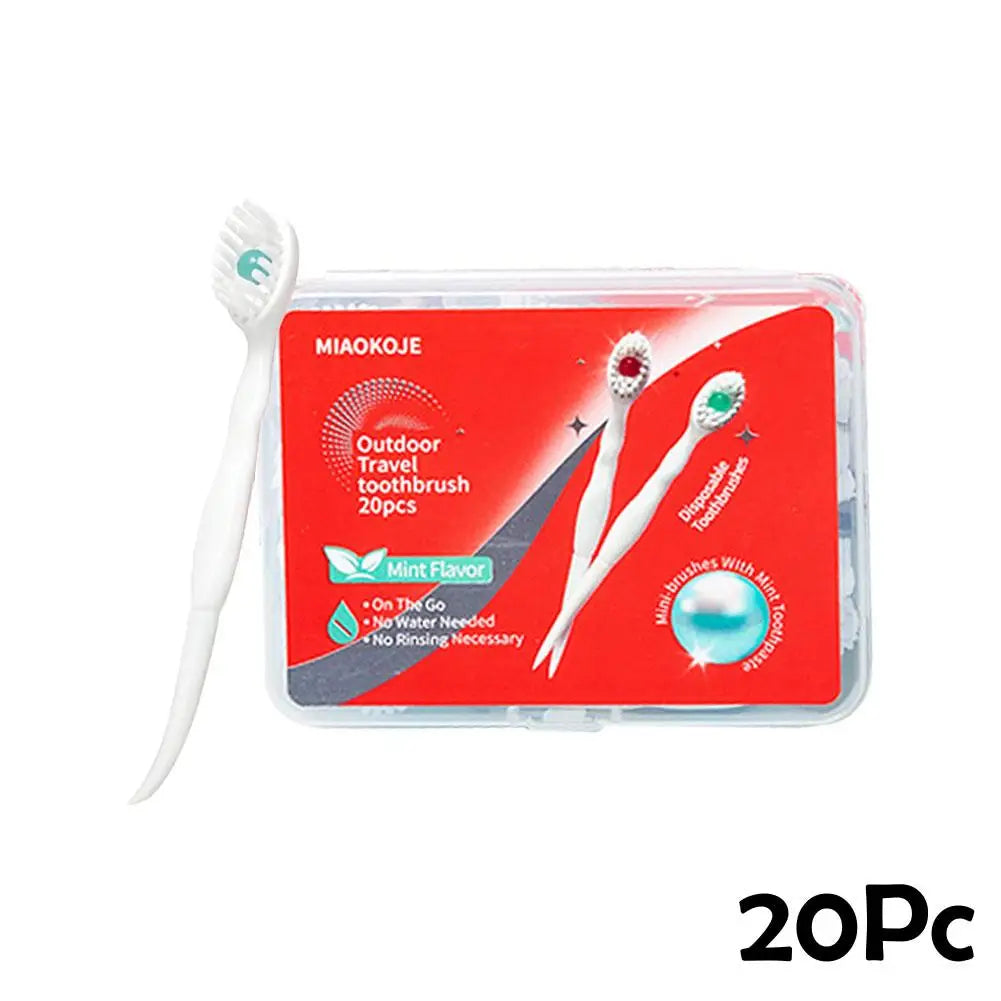 Disposable Toothbrush with Mint Liquid Beads Dual Function No Water Needed Soft Bristles 95cm Travel Size for Camping Business