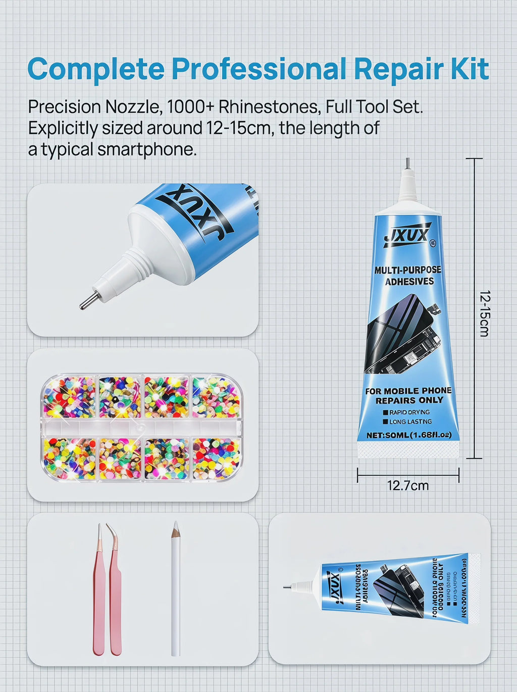 50ml B-7000 Multipurpose Transparent Glue, Quick-Drying Waterproof Adhesive That Doesn'T Yellow, Ideal for Repairing Mobile Phone Screens, Rhinestone Jewelry, Leather and DIY Decorations