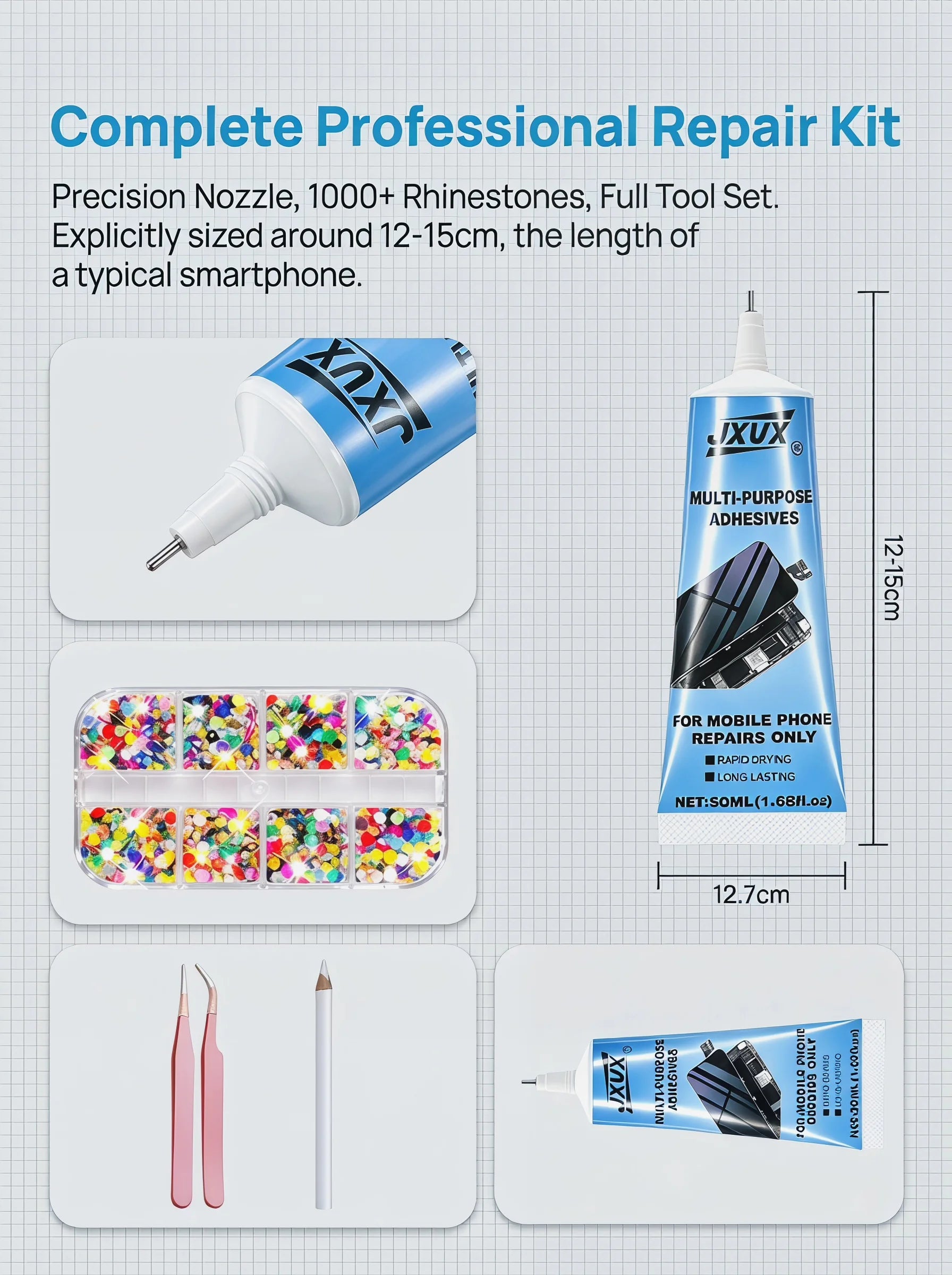 50ml B-7000 Multipurpose Transparent Glue, Quick-Drying Waterproof Adhesive That Doesn'T Yellow, Ideal for Repairing Mobile Phone Screens, Rhinestone Jewelry, Leather and DIY Decorations