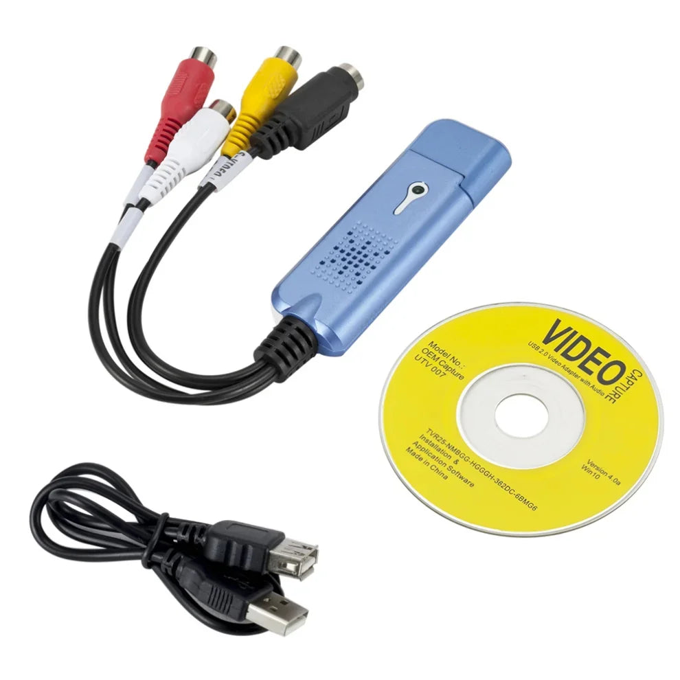 VHS to Digital Converter USB 2.0 to AV Video Converter Audio Capture Card  VHS VCR TV to Digital Converter Support Win 7/8/10