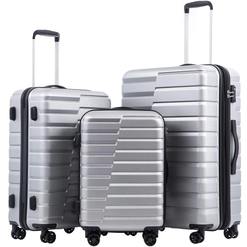 3 Piece Lightweight Expandable Hard Shell Luggage Set Large Checked Suitcase Spinner Wheels, Customized