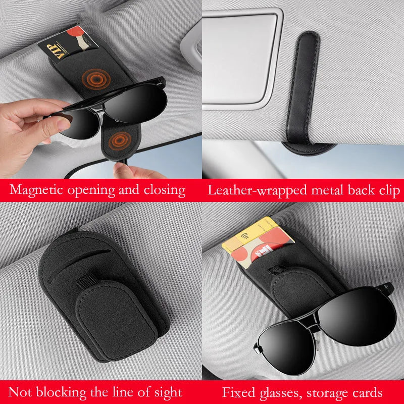 Car sun visor glasses clip suede magnetic multifunctional bracket suitable for  Peugeot 408 4008 308 3008 Rifter 5008 508 2008