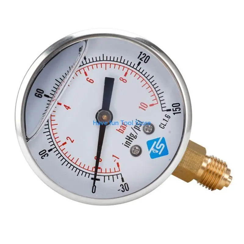 193B 1/4 BSP Bottom Mount Pressure Vacuum Gauge Glycerine Filled 68mm -1/+10 Bar