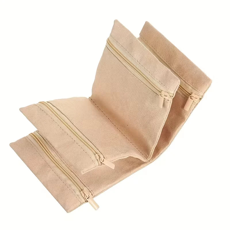 Multifunctional Organizer Bag – Zippered pouch for jewelry, cosmetics, and wallet; portable, foldable travel organizer.