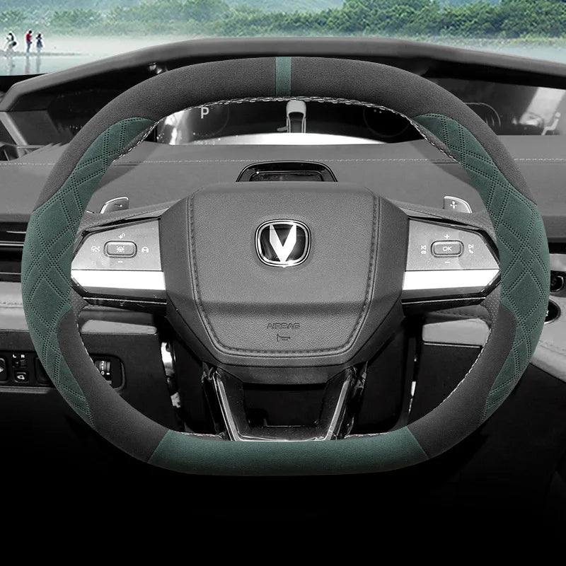 Suede Breathable Car Steering Wheel Cover for Changan Univ Unik Unis CS55 PLUS 2022 2023 2024 2025 Accessories All Season