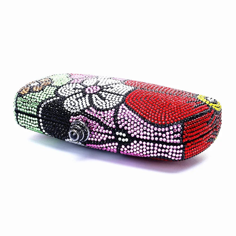 Women's Multi-Flower Rhinestone Clutch Luxury Diamond Wedding Purse Crystal Dinner Handbag Designer Party Stones Minaudiere Bag