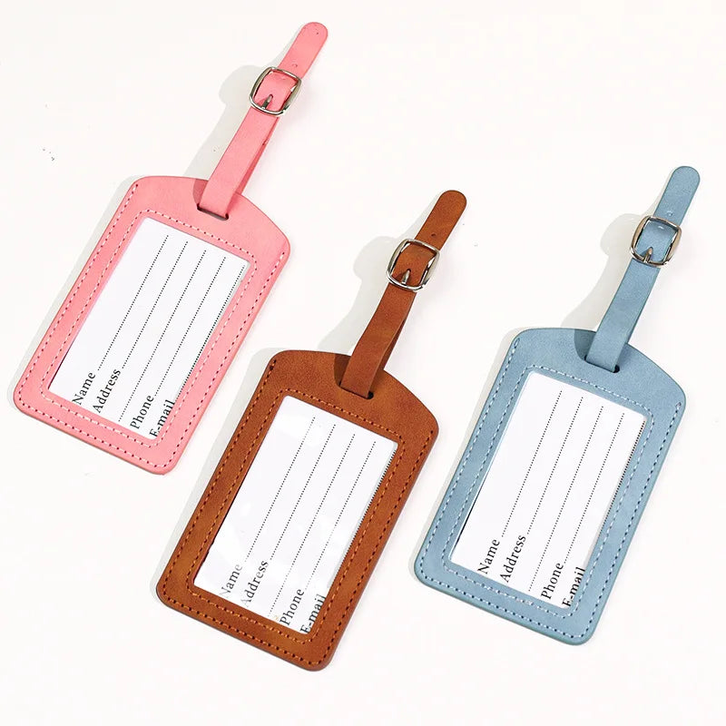 Leather Luggage Tag Name Address ID Holder Travel Accessories Baggage Label Suitcase Tag