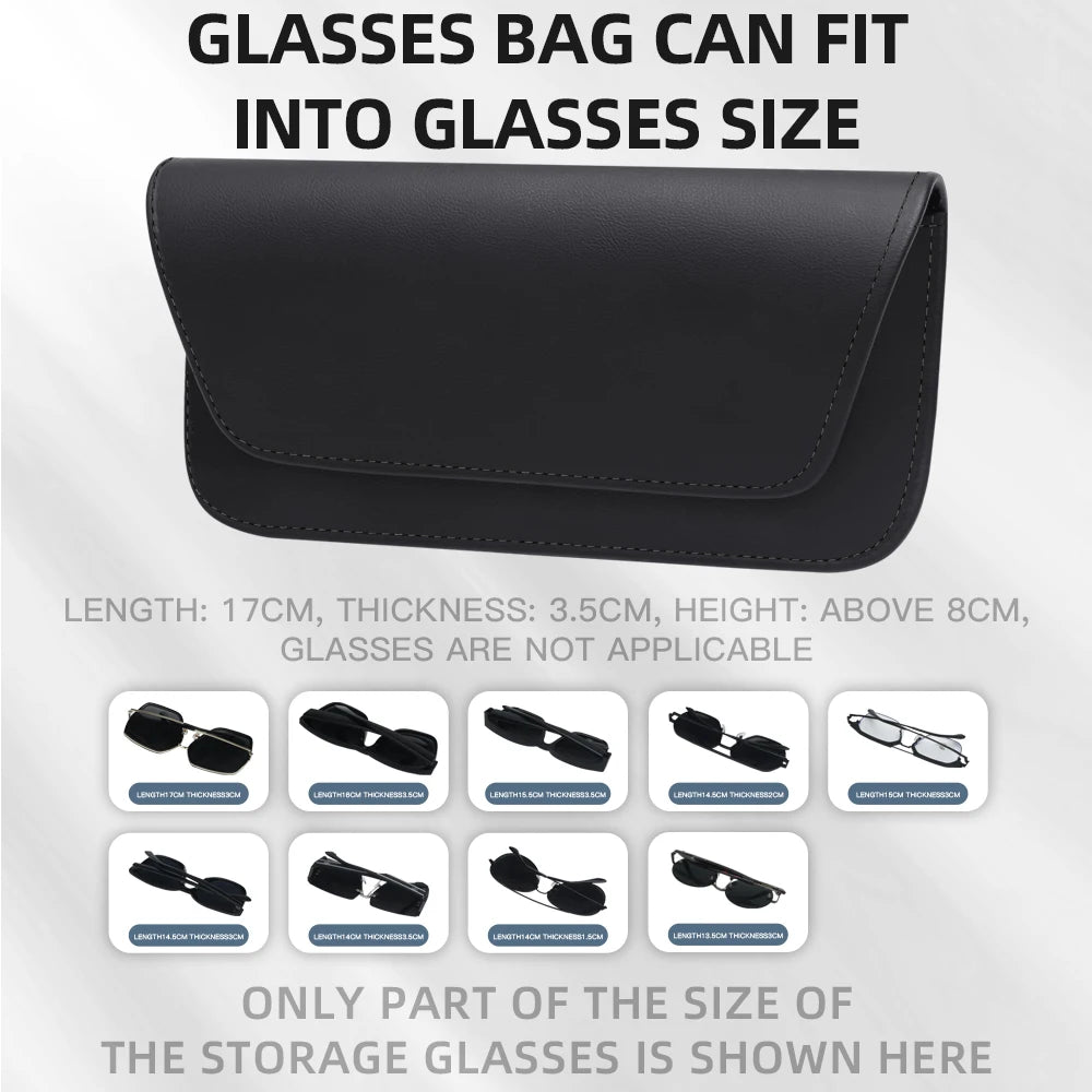 Car Visor Eyeglasses Clip Genuine Napa Grain Texture Universal Fit Sun Visor Mount Anti Slip Sunglasses Holder