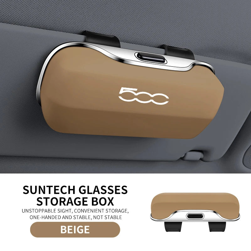 Car Eyewear Case Box Sunglasses Holder Sun Visor Storage Protective Frame Box Glasses Clip Portable For Fiat 500 500L 500X 500E