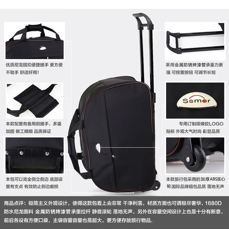 Travel Trolley Bag With Wheels Business Rolling Luggage Wheeled Bag Trolley Suitcase Waterproof Fashion Men Women Travel Bags