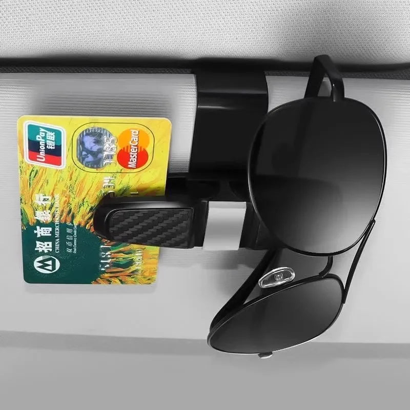 Car Sunglasses Frame Carbon Fiber Bills Glasses Clip Multi Function In Car Creative Eye Box Card Double Headed Clip On Board