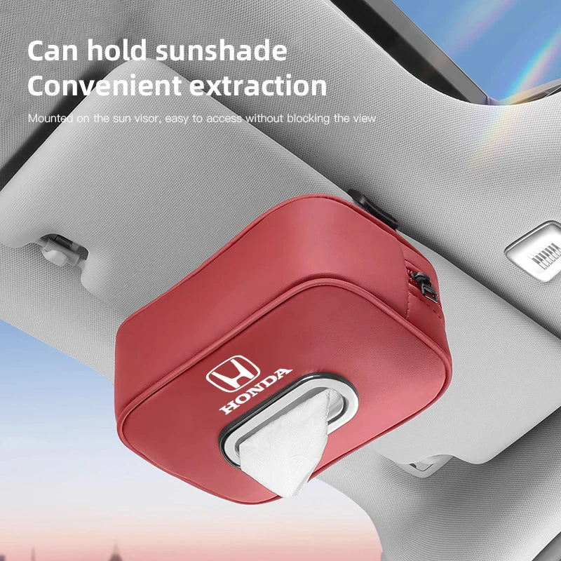 Car Tissue Box Quality Leather Auto Paper Towel Storage Bag For Honda Civic Fit Jazz Accord Pilot CRV Odyssey Passport City HRV