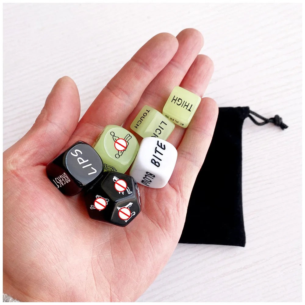 Glow in Dark Sexy Dice Set - 6Pcs Adult Couple Game for Romantic Nights, Foreplay Position Dice, Fun Love Toys for Couples Party