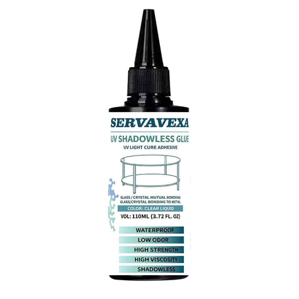 SERVAVEXA 110ml UV Light Cure Adhesive Kit with Lamp, Clear High Viscosity Glue for Glass to Metal Bonding, Waterproof