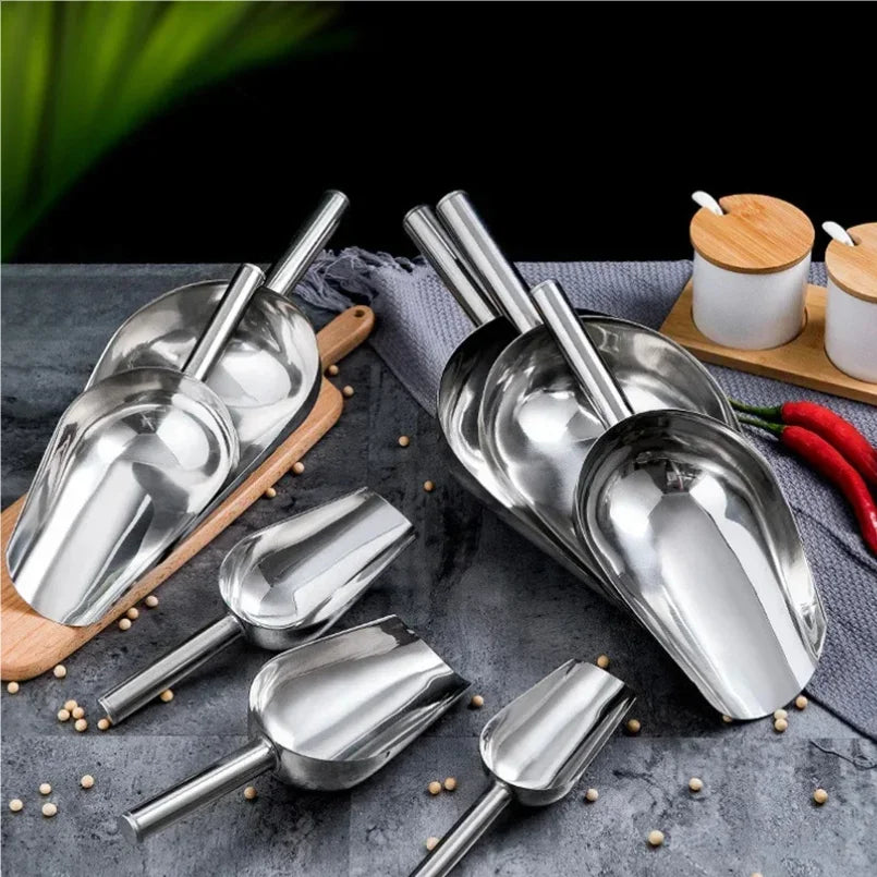 Stainless-Steel Ice Cube Scoop Bar Buffet Party Kitchen Spice Candy Flour Nut Scoop Spoon Dry Goods Shovel Kitchen Accessories