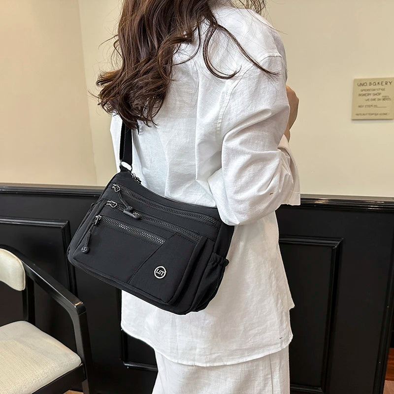 Anti Theft Organized Pockets Women Nylon Crossbody Bag Lightweight Waterproof Oxford Large Capacity Travel Commute Satchel