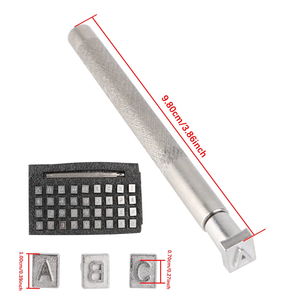 Letters Stamping Kit 37Pcs Leather Embossed Tools Metal Alphabet Number Leather Stamp Punch Tools 3.5mm/6.5mm