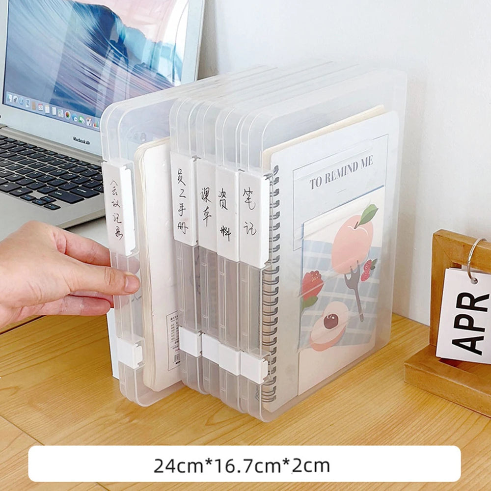 A4 File Storage Box Transparent Portable Folder Document Case Organizer Waterproof and Dustproof Test Paper Classification Boxes