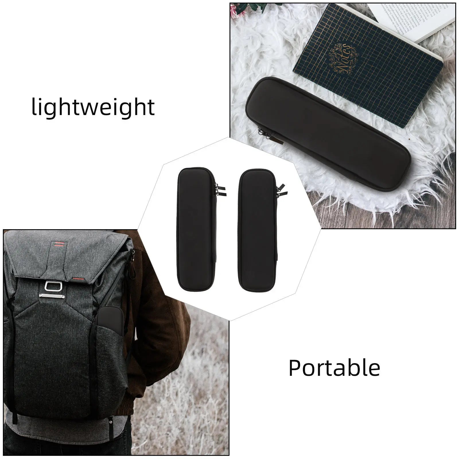 2Pcs Black Electric Toothbrush Protective Cases Eva PU Material Portable Travel Toothbrush Holder Storage Box Shockproof