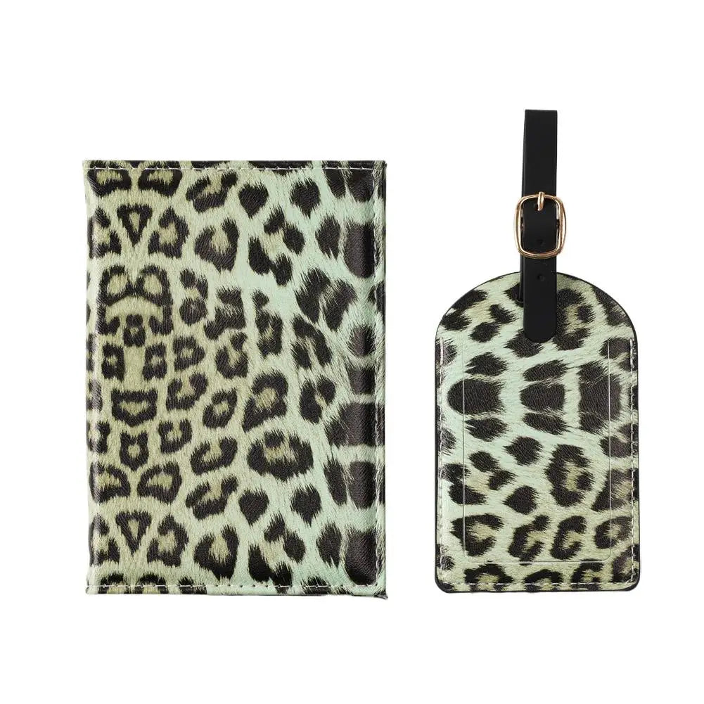 Leopard Print PU Leather Passport Cover Holder  Travel Accessories Set Slim Wallet Ultra-thin Cardholder Pouch ID Card Slot