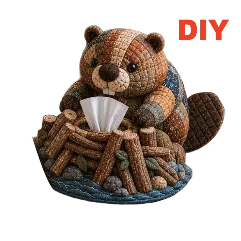 DIY Patchwork Tissue Box Cover Kit Precut Cloth Sewing Thread Tools Handmade Napkin Holder Craft Hobby Home Table Decor Gift