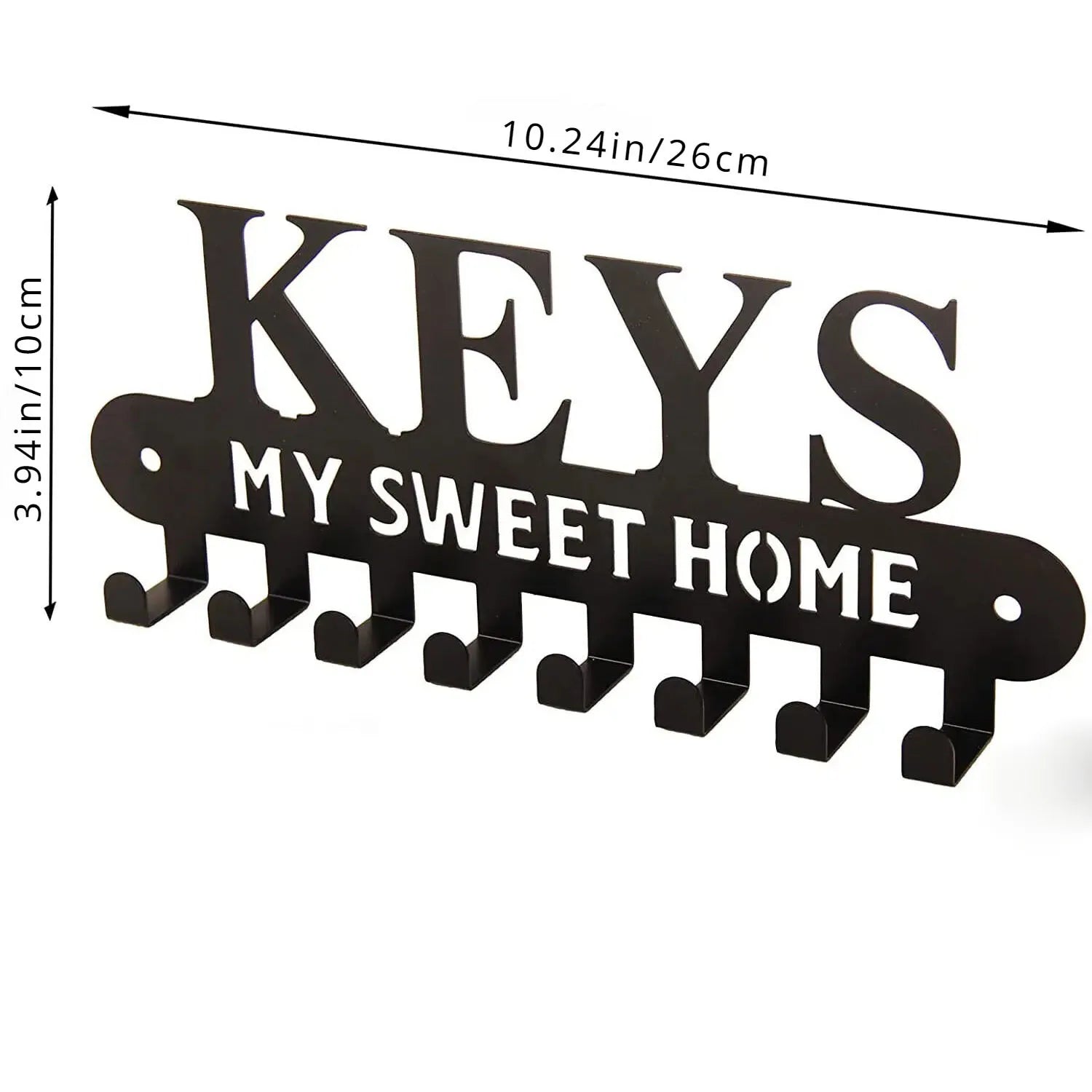1pc Black Metal Keys Holder, Key Holder for Wall, Wall Mounted WELCOME Design Style Key Rack for Key Hanger With 8 Hooks