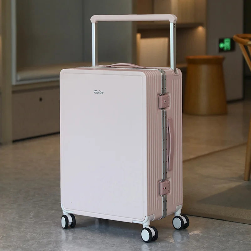 2026 new high-end wide pull rod luggage, aluminum frame travel suitcase, sturdy large capacity boarding case