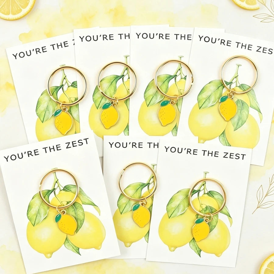 7 Chic Lemon Keychains, Including Positive Lemon Cards, Are Perfect for Back-To-School, Birthdays, Parties, Unique Friendship Keepsakes, Charming Summer Lemon Decorations, and as Inspirational Gifts for the Family.