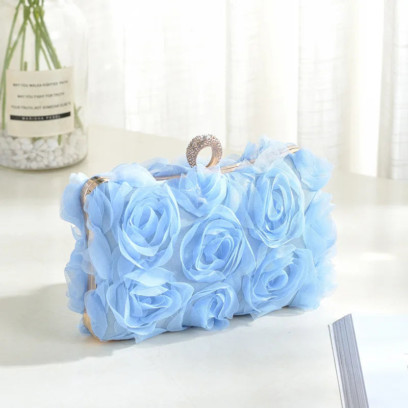 Wedding Dress Bag White Bride Clutches Ladies Party Handbag Purse Woman Evening Flower Bags Floral Wedding Shoulder Bags