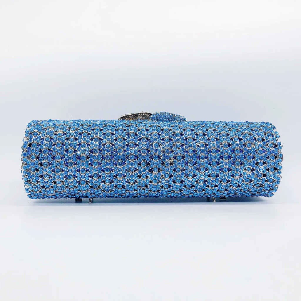 Blue Crystal Long Evening Clutch Luxury WHTUOHENG Diamond Wedding Purses Bridal Handbags Rhinestone Party Prom Clutches Bags