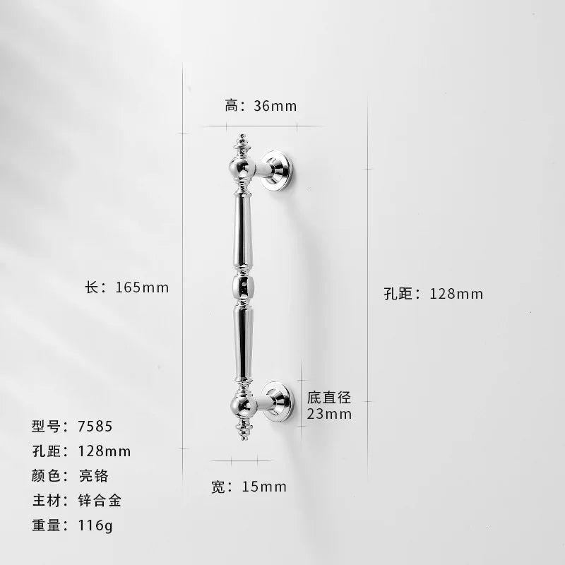 Bright Chrome Silver Wardrobe Door Handle Modern Minimalist Zinc-Alloy Pull for Cabinet Shoe Cabinet  Drawer Furniture Hardware