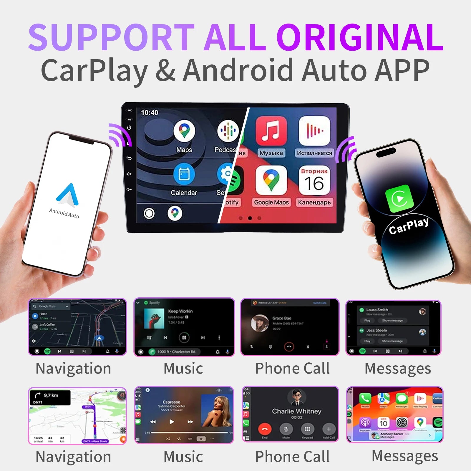 2025 BRUXE U2 MINI 2IN1 Wired to Wireless Android Auto CarPlay Adapter Plug and Play Support Phone Call Navigation Bluetooth