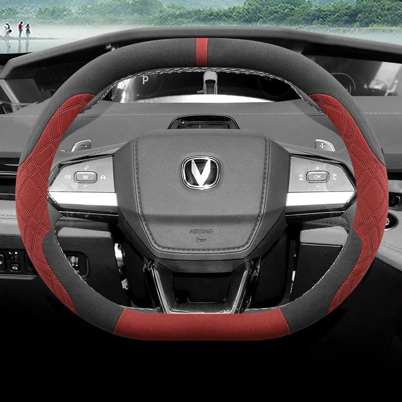 Suede Breathable Car Steering Wheel Cover for Changan Univ Unik Unis CS55 PLUS 2022 2023 2024 2025 Accessories All Season