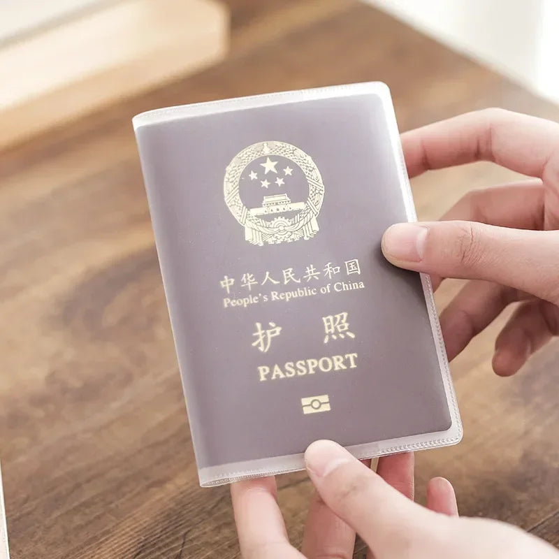 PVC Passport Sleeve Transparent Frosted Waterproof Dustproof Durable Document Protector Travel Business Trip Outdoor Daily Use