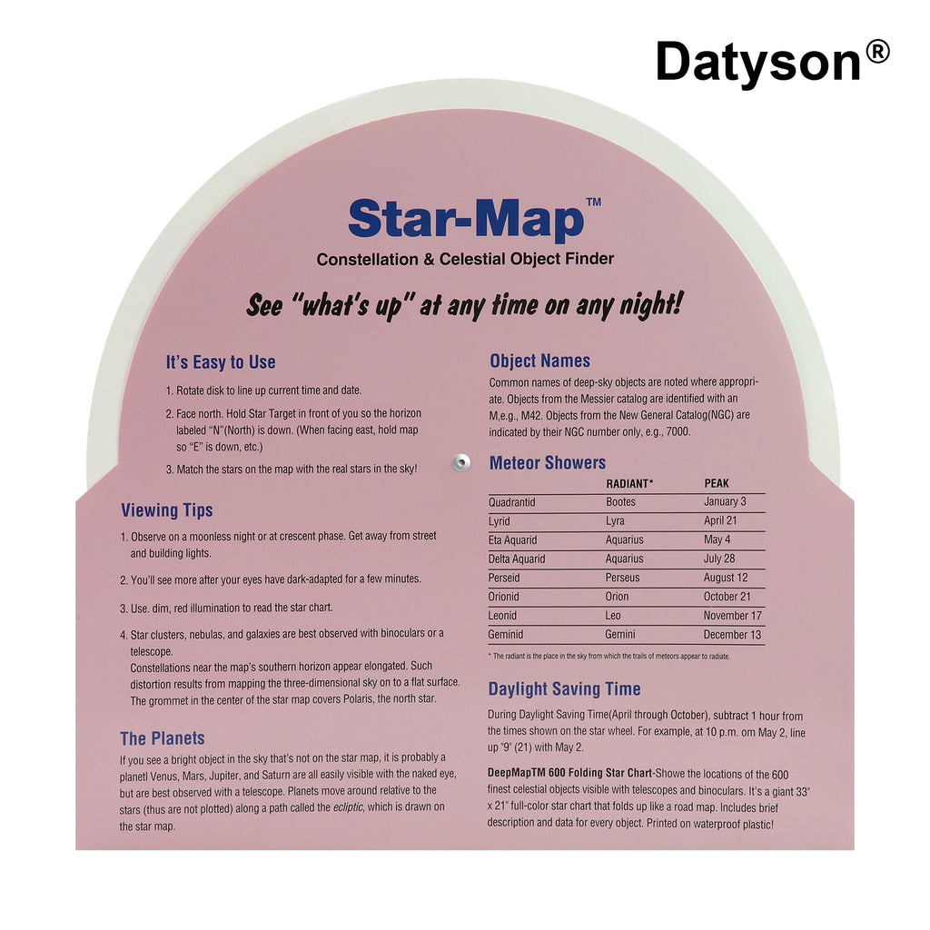 Datyson W5P0015A HD Rotating Constellation Night Sky Exploration Beginner's Star Watching Guide Activity Star Map