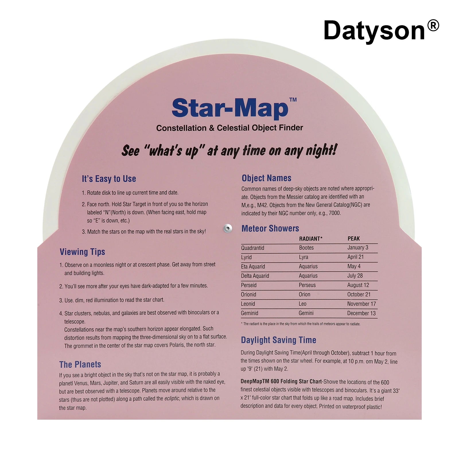 Datyson W5P0015A HD Rotating Constellation Night Sky Exploration Beginner's Star Watching Guide Activity Star Map