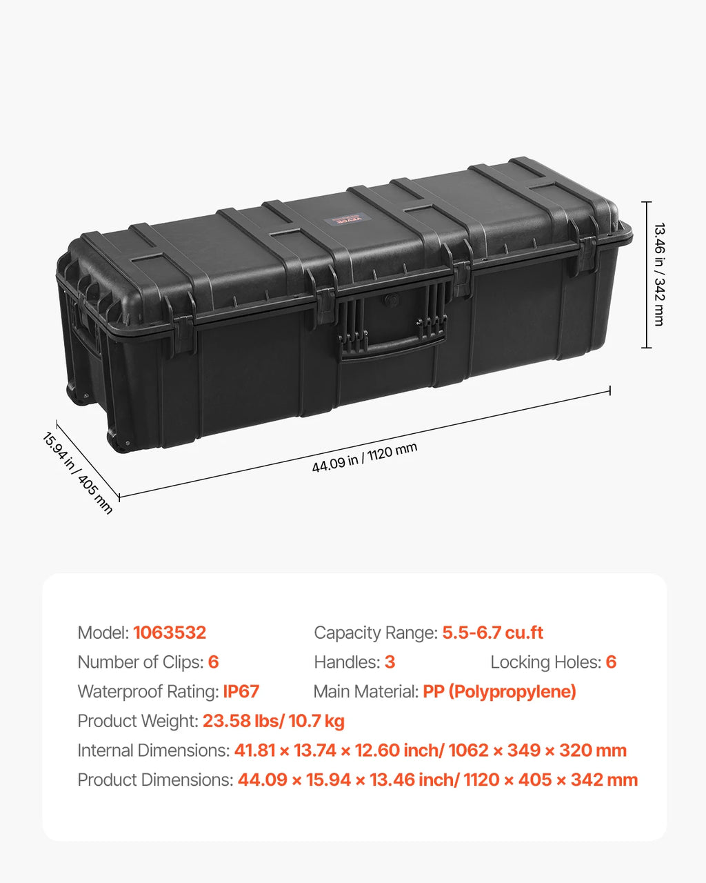 SucceBuy IP67 Weatherproof Hard Case Heavy Duty Protective Case w/ Pre-cut Foam and Handles for Travel Hunting Military Cameras