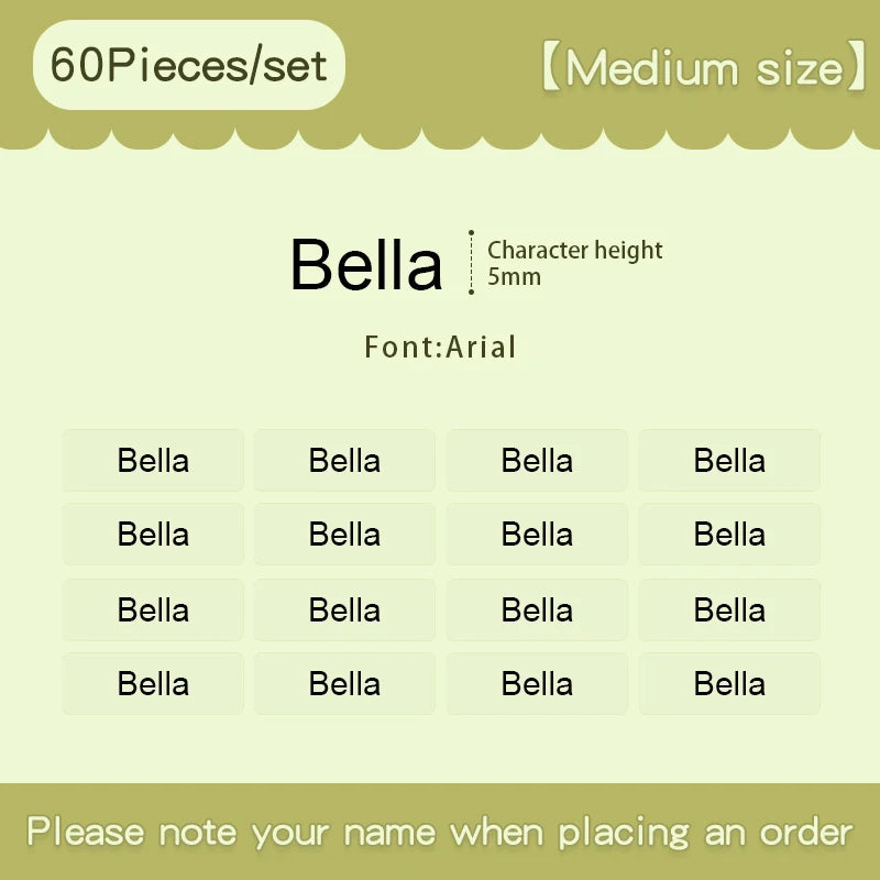 60pcs uv Name Sticker Custom Waterproof Kawaii Decals Personalized First Name Label for Children School Stationery Bottle Tag