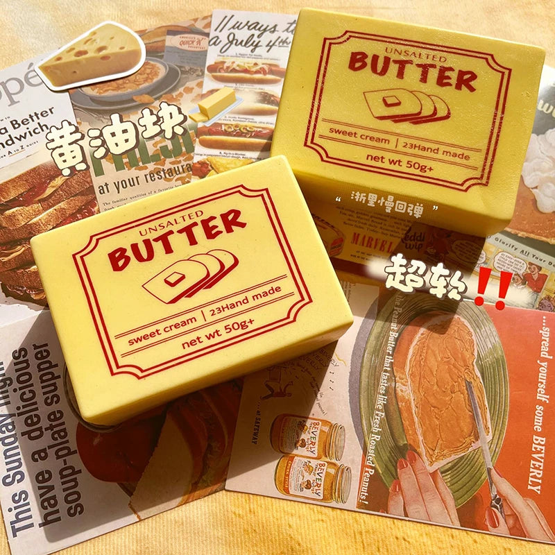 Squishy Simulated Butter Block Squeeze Toy Soft Stress Relief Slow Rising Sensory Fidget for Anxiety ADHD Autism Gifts For Kids