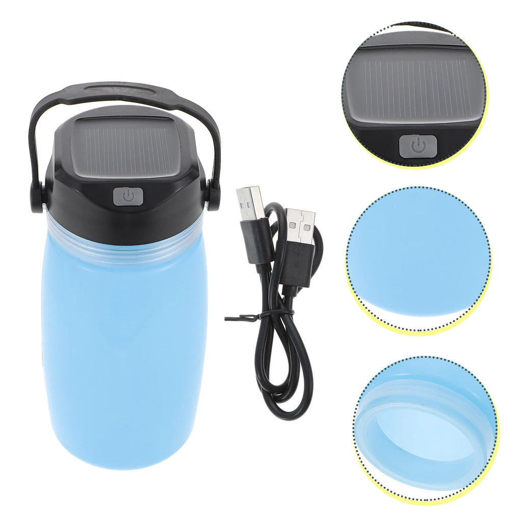 1Pc Solar Charging Kettle USB Powered Camping Kettle Lightweight Portable Water Boiling Cup for Outdoor Travel Hiking Emergency