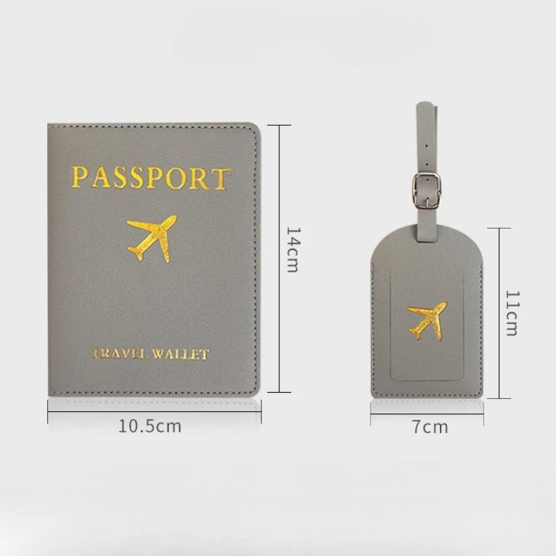 PU Leather Business Luggage Tag Suitcase Address Label Luggage Boarding Case Label Name ID Address Clip Travel Accessories