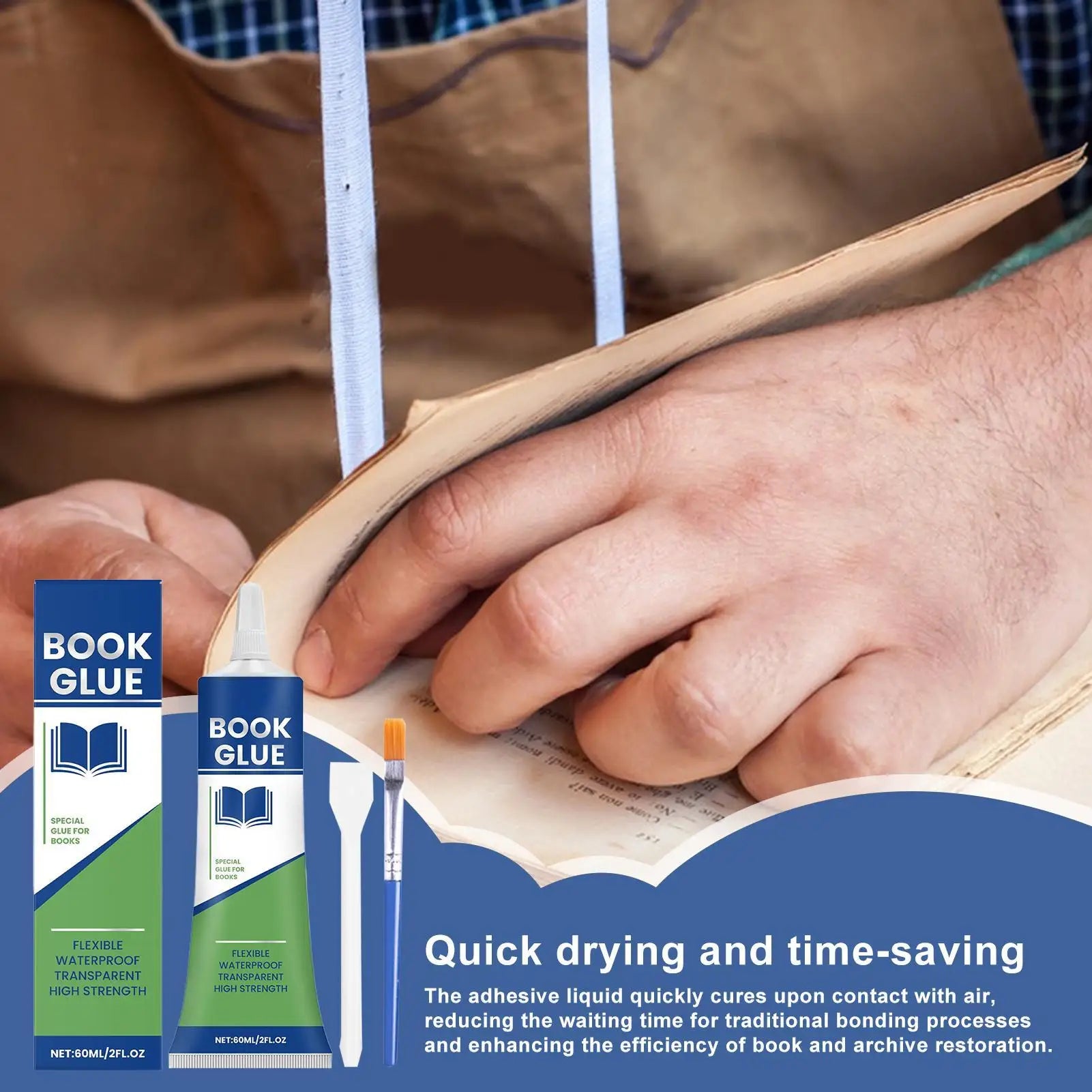 Book Glue 60ml Clear Book Binding Adhesive Flexible Paper Glue for Envelopes Postcards Paper Craft DIY Scrapbooking Supplies