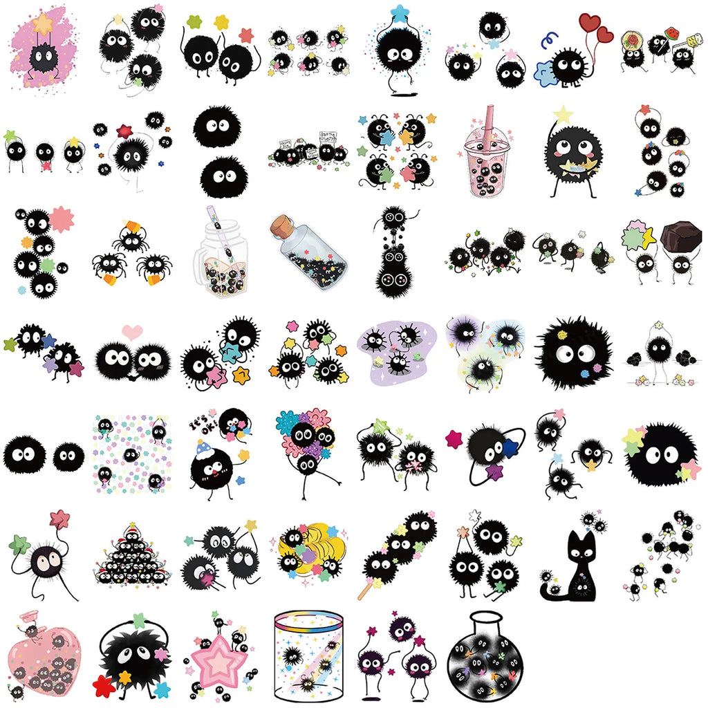 54pcs Cute Cartoon Character Graffiti Stickers Waterproof for Guitar Notebook Luggage Mobile Stationery Decoration