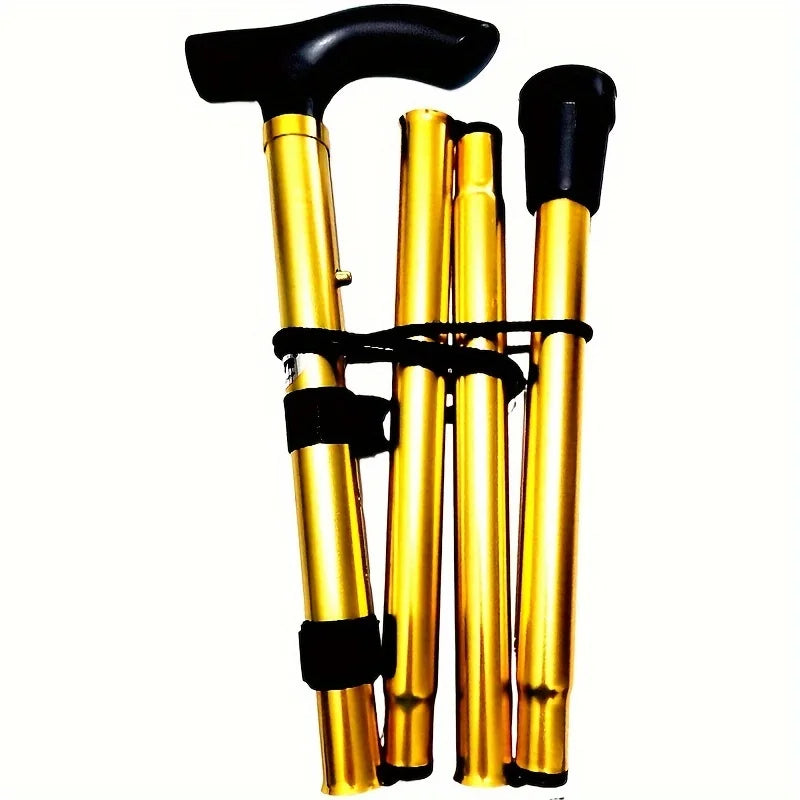 Lightweight & Adjustable Trekking Pole - Foldable Walking Stick/Cane With Rubber Handle for Men & Women