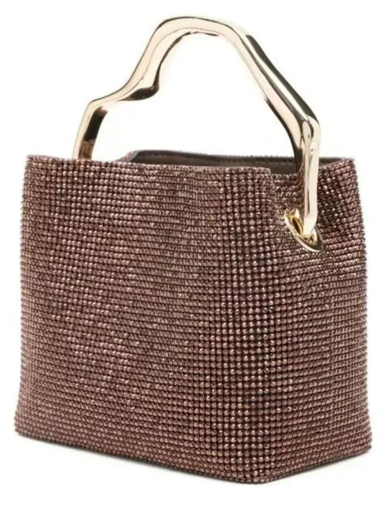 Luxury Shiny Square Rhinestone Evening Handbag Delicate Studded Diamond Tote Bag Wedding Party Purse Evening Clutch Bag